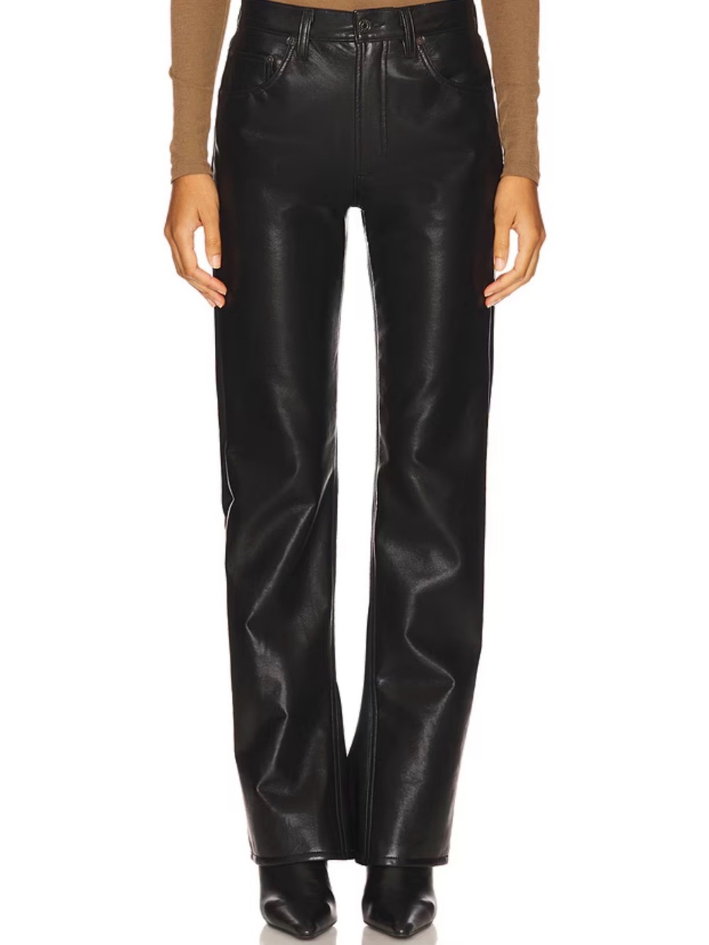 AGOLDE NWT Black Faux Leather Straight Leg Pants Size 30